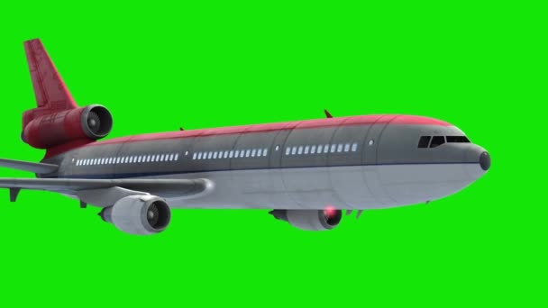 Lentokone Lentokone Sky Pilvet Green Screen Side Rendering Animaatio — kuvapankkivideo