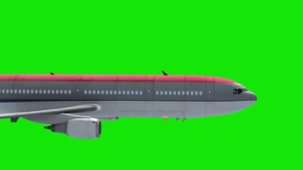 Samolot Airliner Niebo Chmury Zielony Ekran Wings Rendering Animacja — Wideo stockowe