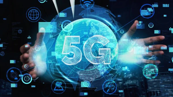 5G-Kommunikationstechnologie des Internetnetzes konzeptionell — Stockfoto
