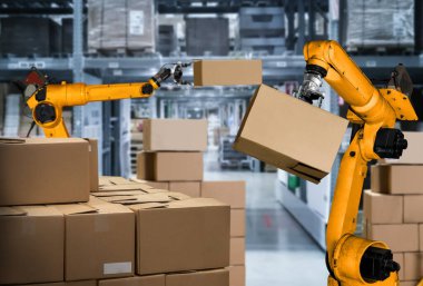 Yenilikçi depo ve fabrika dijital teknolojisi için akıllı robot kol sistemi