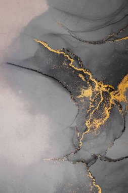 Kağıt üzerinde mermer sıvı mürekkep resminin koyu altın soyut arkaplanı .