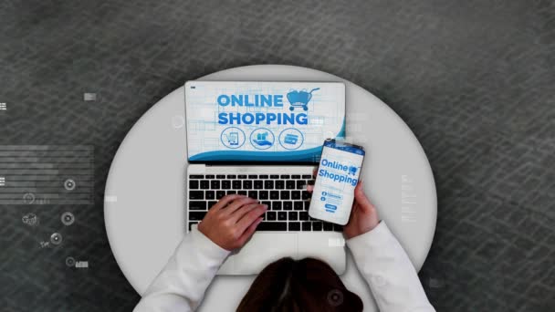 Shopping en ligne et Internet argent technologie conceptuelle — Video