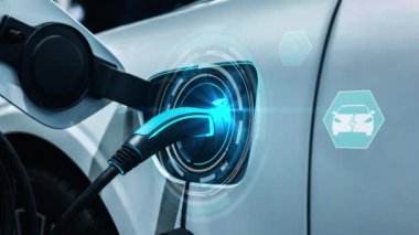 Yeşil enerji ve ekolojik güç kavramında elektrikli araba şarj istasyonu