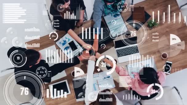 Az üzletemberek koncepcionális jövőképe a vállalati személyzeti ülésen — Stock videók