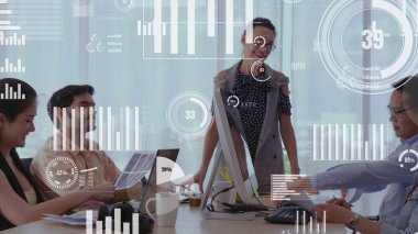 Kurumsal personel toplantısında iş adamlarının kavramsal vizyonu