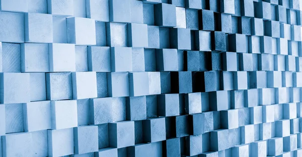 Dřevěný blok stěna krychlové textury pozadí v modrém filtru — Stock fotografie