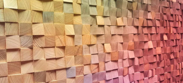 Rózsaszín színű fa blokk fal kocka textúra háttér — Stock Fotó