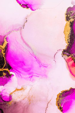 Kağıt üzerinde mermer sıvı mürekkep resminin pembe altın soyut arkaplanı .
