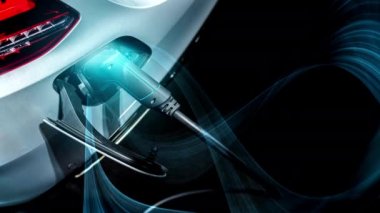 Yeşil enerji ve ekolojik güç kavramında elektrikli araba şarj istasyonu