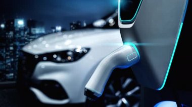 Yeşil enerji ve ekolojik güç kavramında elektrikli araba şarj istasyonu