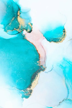 Kağıt üzerinde mermer sıvı mürekkep resminin lüks mavi soyut arkaplanı .