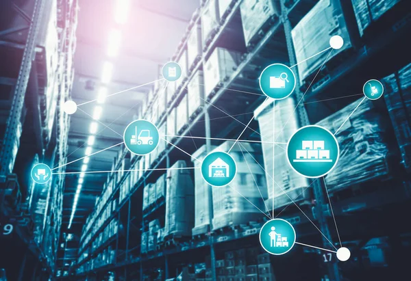 Smart warehouse management systeem met innovatief internet van dingen technologie — Stockfoto