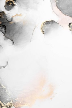 Kağıt üzerinde mermer sıvı mürekkep resminin siyah altın soyut arkaplanı .