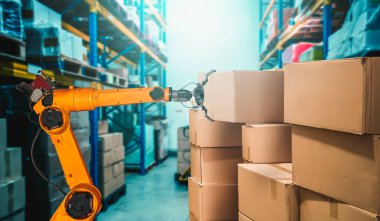 Yenilikçi depo ve fabrika dijital teknolojisi için akıllı robot kol sistemi