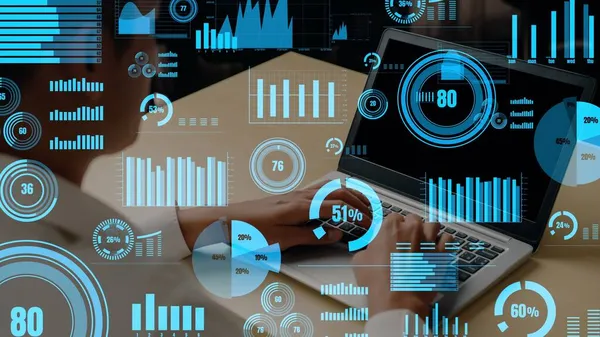 Imaginativo visual de los empresarios y el personal de las empresas financieras — Foto de Stock