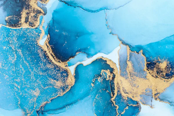 Роскошный синий абстрактный фон мраморной живописи жидкостью чернил на бумаге . — стоковое фото
