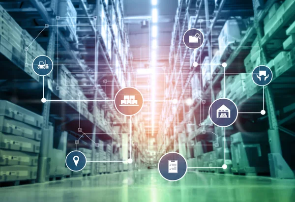 Smart warehouse management systeem met innovatief internet van dingen technologie — Stockfoto