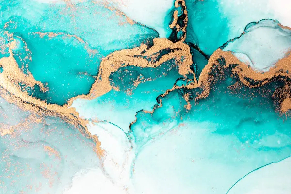 Fondo abstracto azul océano de mármol pintura de arte de tinta líquida sobre papel . —  Fotos de Stock