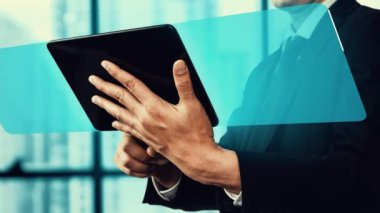 İş zekası teknolojisi ve büyük veri analitik karışık medya, karar verme için stratejik yatırım tavsiyelerini analiz etmek için bilgisayar yazılımı kullanarak gelecekle ilgili bilgi raporu kavramını gösteriyor .