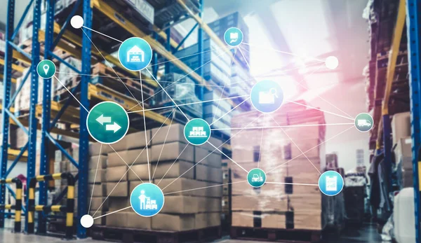 Smart warehouse management systeem met innovatief internet van dingen technologie — Stockfoto