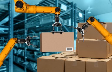 Yenilikçi depo ve fabrika dijital teknolojisi için akıllı robot kol sistemi