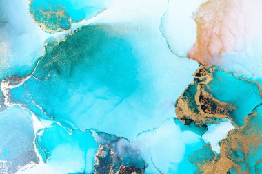 Kağıt üzerinde mermer sıvı mürekkep resminin lüks mavi soyut arkaplanı .