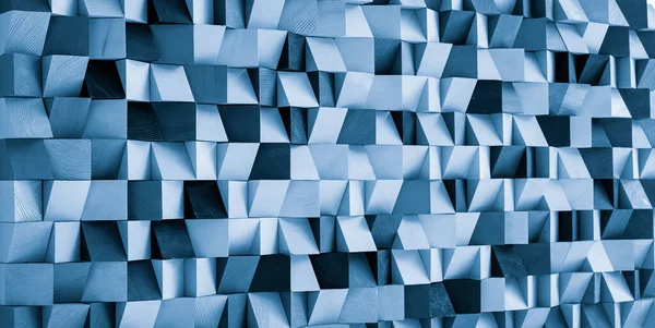 Bloque de madera de pared de textura cúbica de fondo en filtro azul —  Fotos de Stock