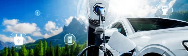 Charging Station Electric Car Concept Alternative Green Energy Produced Sustainable — Stock Photo, Image