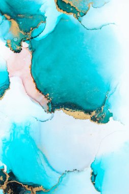 Kağıt üzerinde mermer sıvı mürekkep resminin lüks mavi soyut arkaplanı .