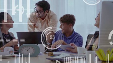 Kurumsal personel toplantısında iş adamlarının kavramsal vizyonu