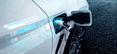Alternatif yeşil enerji kavramında elektrikli araba şarj istasyonu