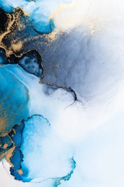 Kağıt üzerinde mermer sıvı mürekkep resminin lüks mavi soyut arkaplanı .