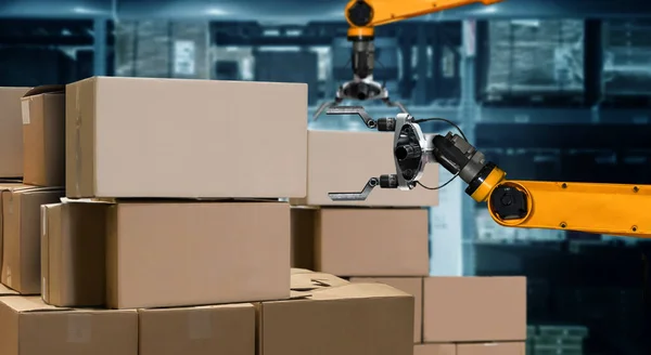 Inteligentní robotický ramenní systém pro inovativní skladové a výrobní digitální technologie — Stock fotografie