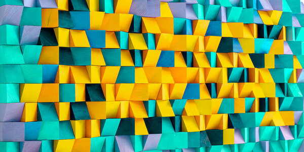 Цветной деревянный блок стены кубический фон текстуры