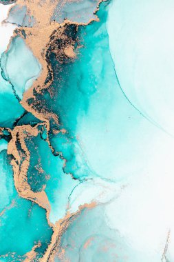 Kağıt üzerinde mermer sıvı mürekkep resminin okyanus mavisi soyut arkaplanı .