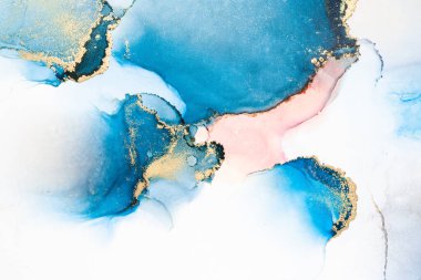 Kağıt üzerinde mermer sıvı mürekkep resminin lüks mavi soyut arkaplanı .