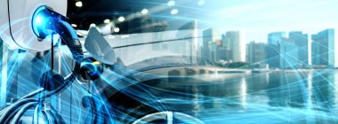 Yeşil enerji ve ekolojik güç kavramında elektrikli araba şarj istasyonu