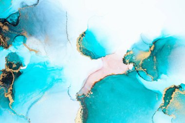 Kağıt üzerinde mermer sıvı mürekkep resminin lüks mavi soyut arkaplanı .