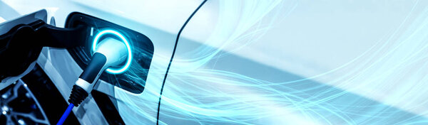 EV зарядная станция для электромобиля в концепции зеленой энергии и экологической энергии