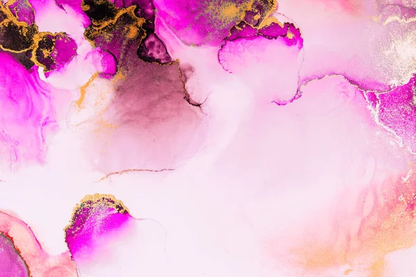 Růžové zlato abstraktní pozadí mramoru tekutý inkoust umění malba na papíře . — Stock fotografie