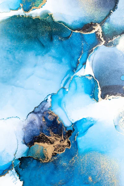 Роскошный синий абстрактный фон мраморной живописи жидкостью чернил на бумаге . — стоковое фото