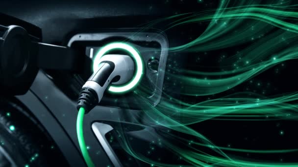 グリーンエネルギーとエコパワーをコンセプトとした電気自動車用EV充電ステーション — ストック動画