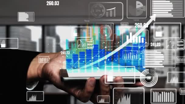 Double Exposure Image of Business Profit Growth conceptual — Stock Video