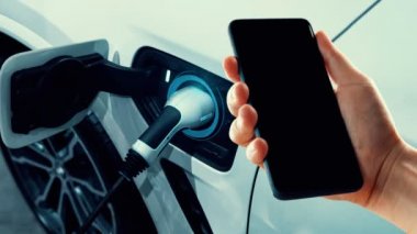 Mobil uygulama gösterici şarj durumu olan elektrikli araba için EV şarj istasyonu
