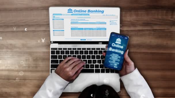 Online-Banking für digitale Geldtechnologie konzeptionell — Stockvideo