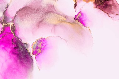 Kağıt üzerinde mermer sıvı mürekkep resminin pembe altın soyut arkaplanı .
