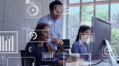 Kurumsal personel toplantısında iş adamlarının kavramsal vizyonu