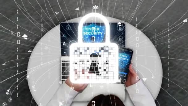 Ciberseguridad y protección de datos digitales conceptual — Vídeo de stock