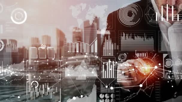 Big Data Technologie voor Business Finance conceptueel . — Stockvideo
