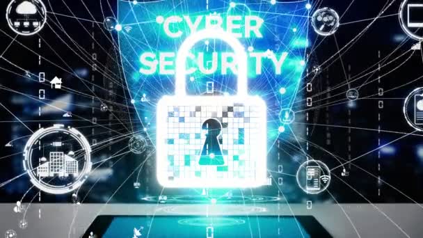Koncepcja bezpieczeństwa cybernetycznego i ochrony danych cyfrowych — Wideo stockowe